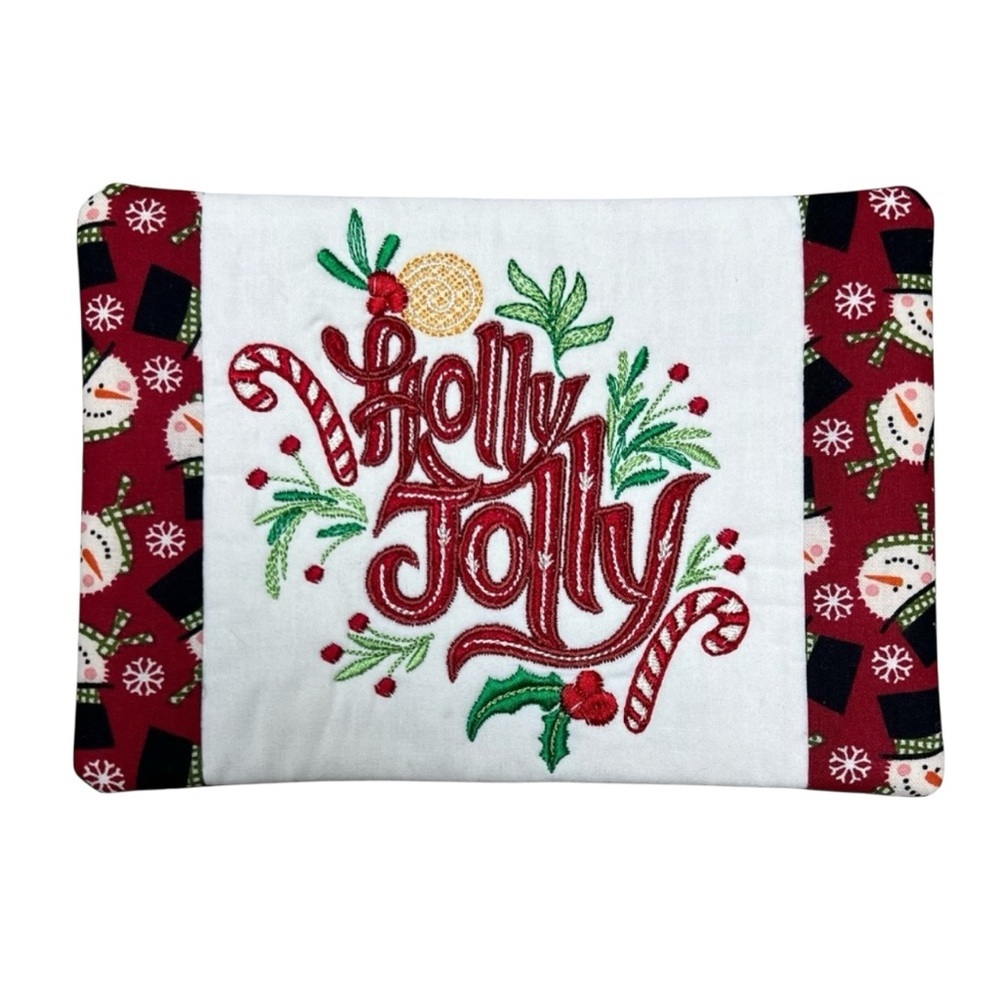 Hand Crafted Mug Rug Coaster Embroidered Cotton Fabric Padded Absorbs Liquid